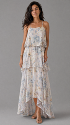 Vestido Paros | Largo de Gasa Floral en Capas
