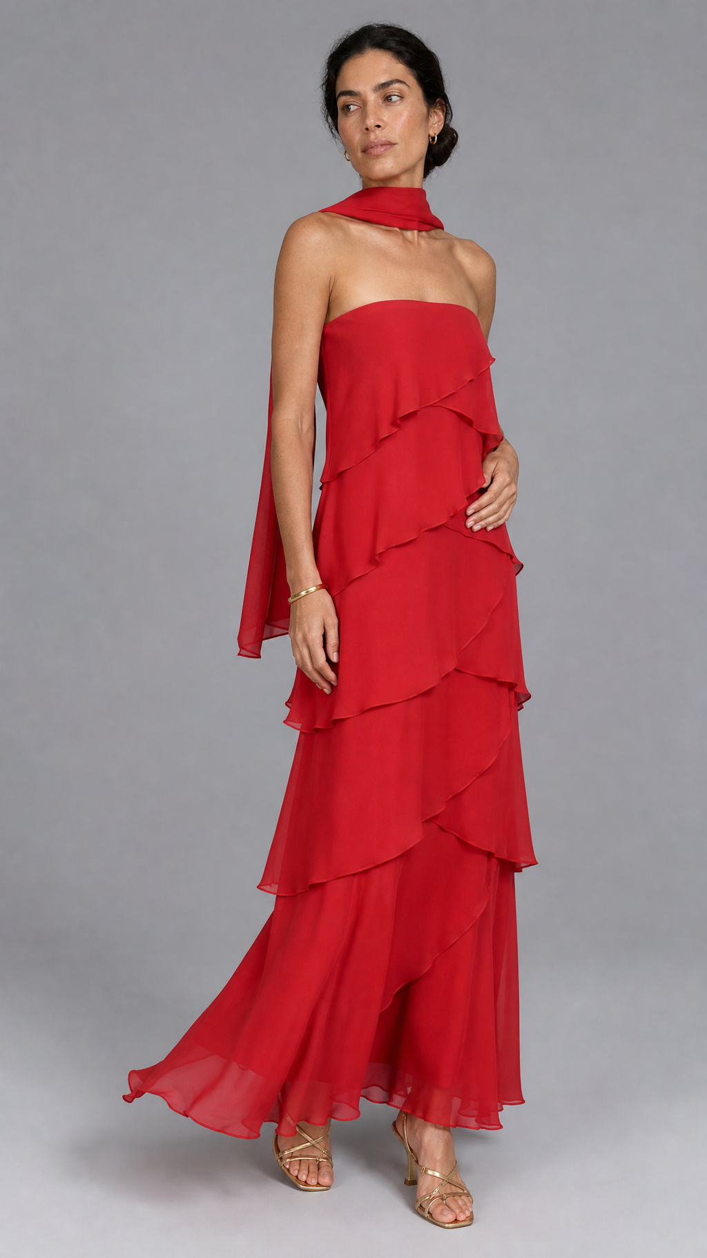 Vestido Bosa | Palabra de Honor con Volantes en Cascada