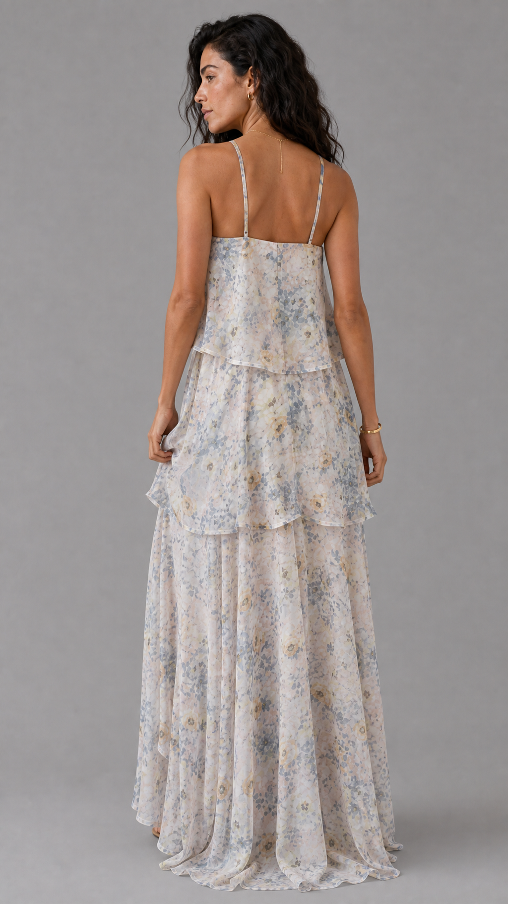 Vestido Paros | Largo de Gasa Floral en Capas
