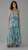 Vestido Paros | Largo de Gasa Floral en Capas