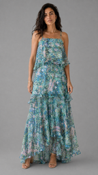 Vestido Paros | Largo de Gasa Floral en Capas