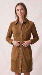 Vestido Calvi | Camisero Efecto Ante con Cinturón