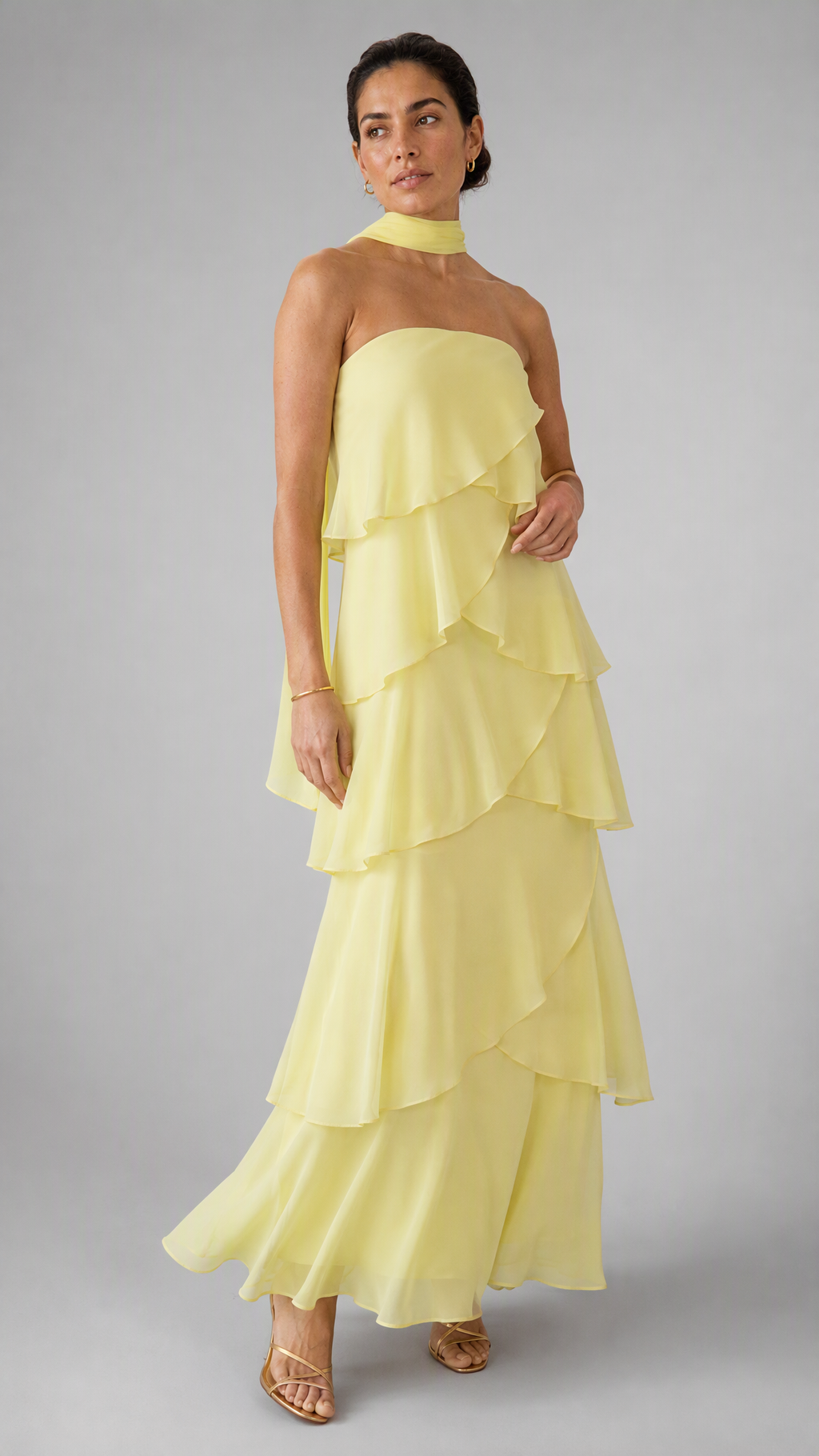 Vestido Bosa | Palabra de Honor con Volantes en Cascada