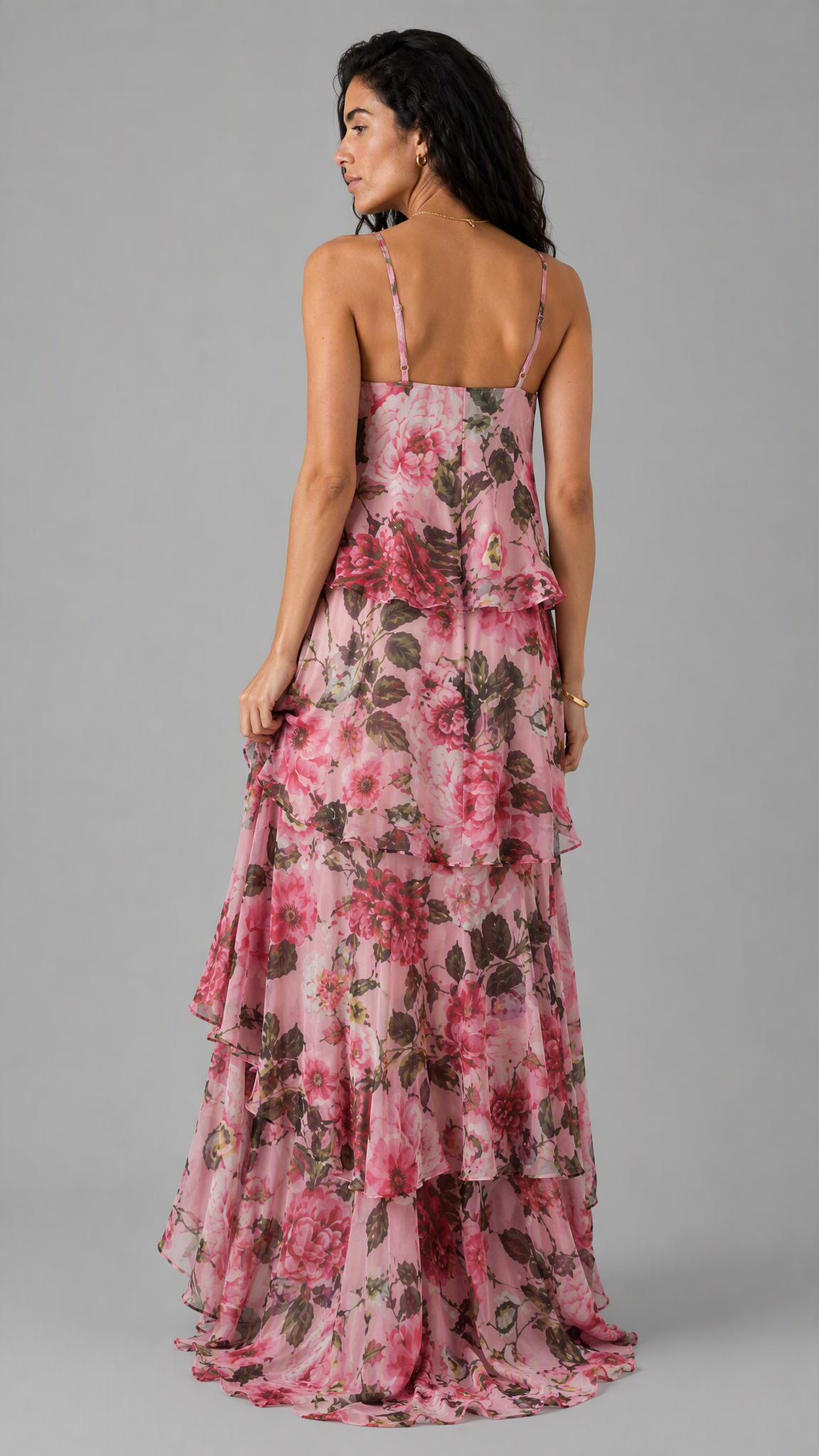 Vestido Paros | Largo de Gasa Floral en Capas