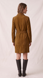 Vestido Calvi | Camisero Efecto Ante con Cinturón