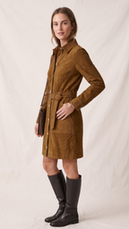 Vestido Calvi | Camisero Efecto Ante con Cinturón