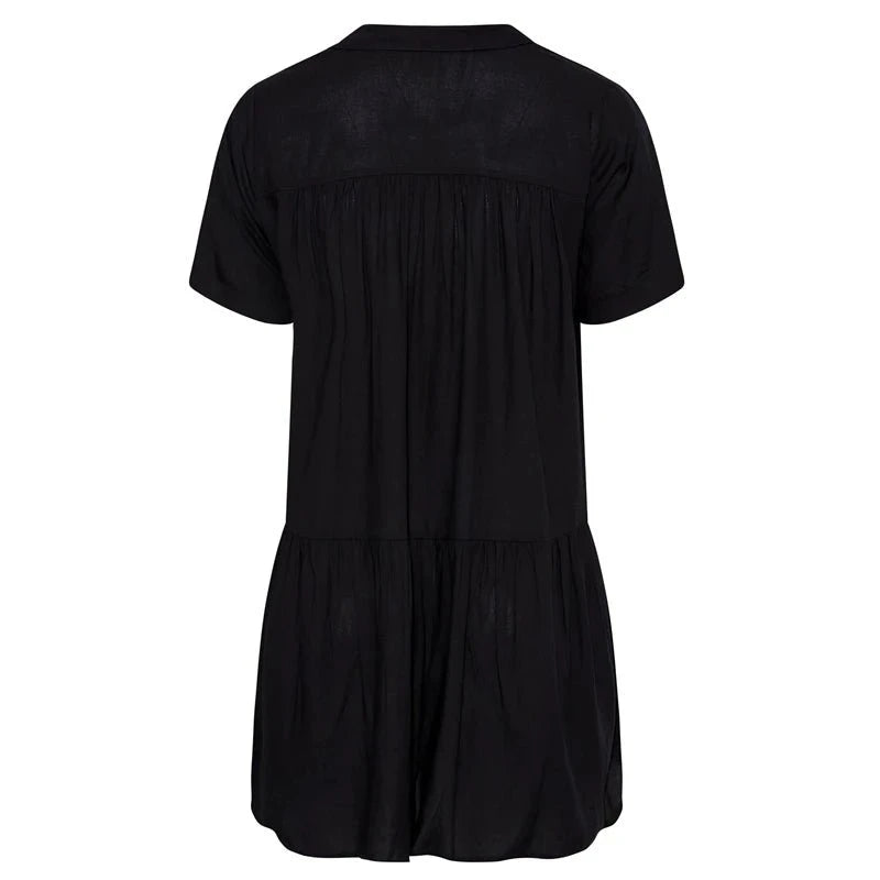 CAMISA LARGA NEGRA CON VOLANTES