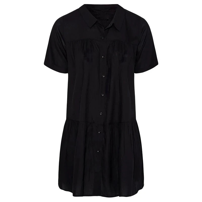 CAMISA LARGA NEGRA CON VOLANTES