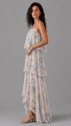 Vestido Paros | Largo de Gasa Floral en Capas