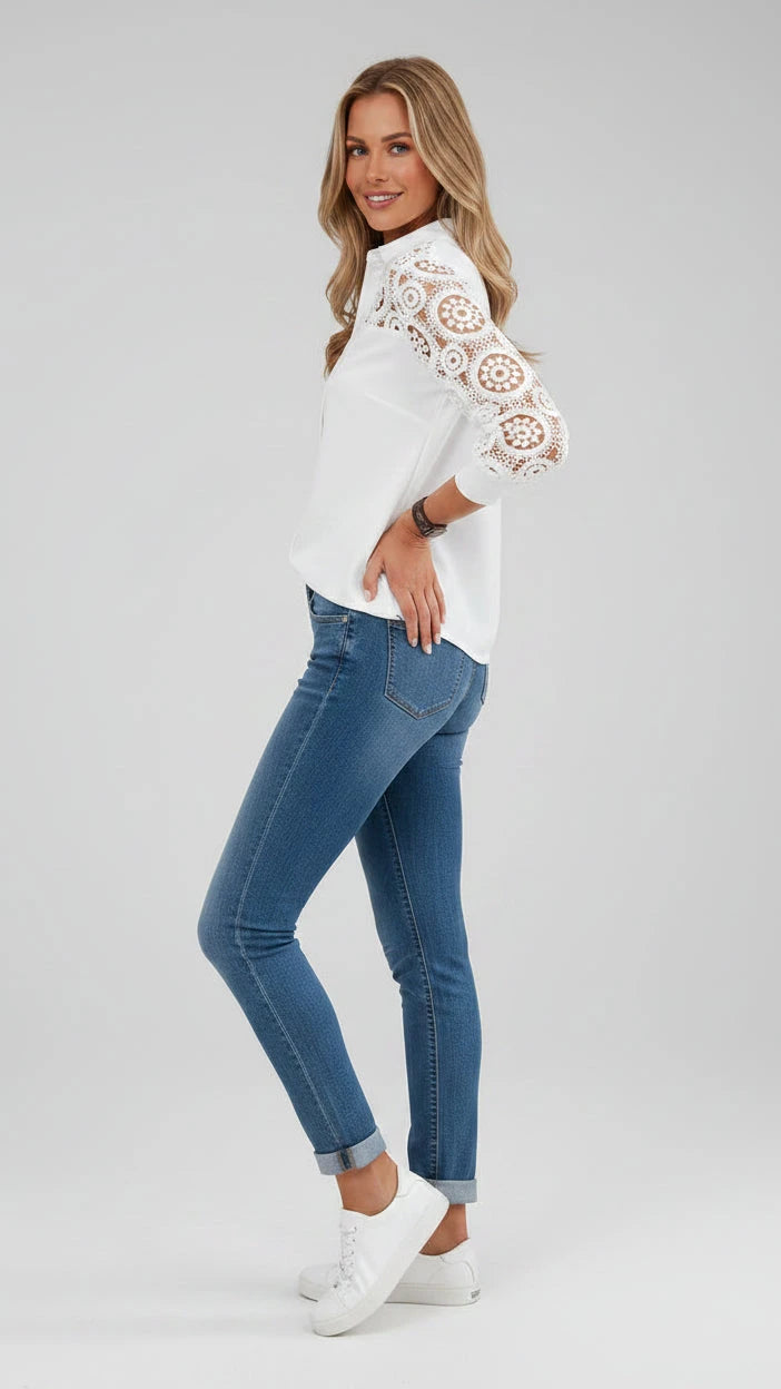 BLUSA HOLGADA CASUAL DE MANGA LARGA
