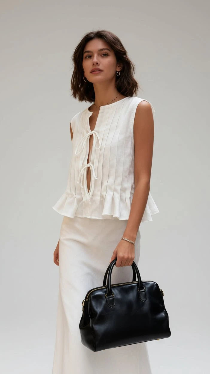 BLUSA CORTA DE LINO Y ALGODÓN