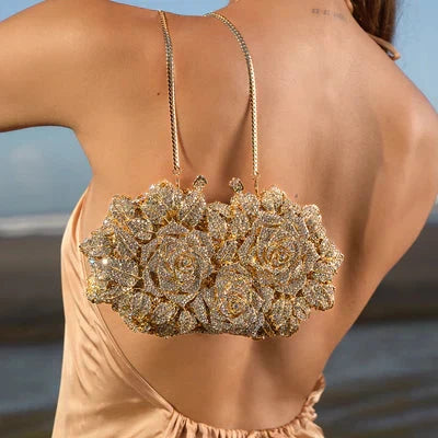 BOLSO FLORAL BRILLANTE DE FIESTA