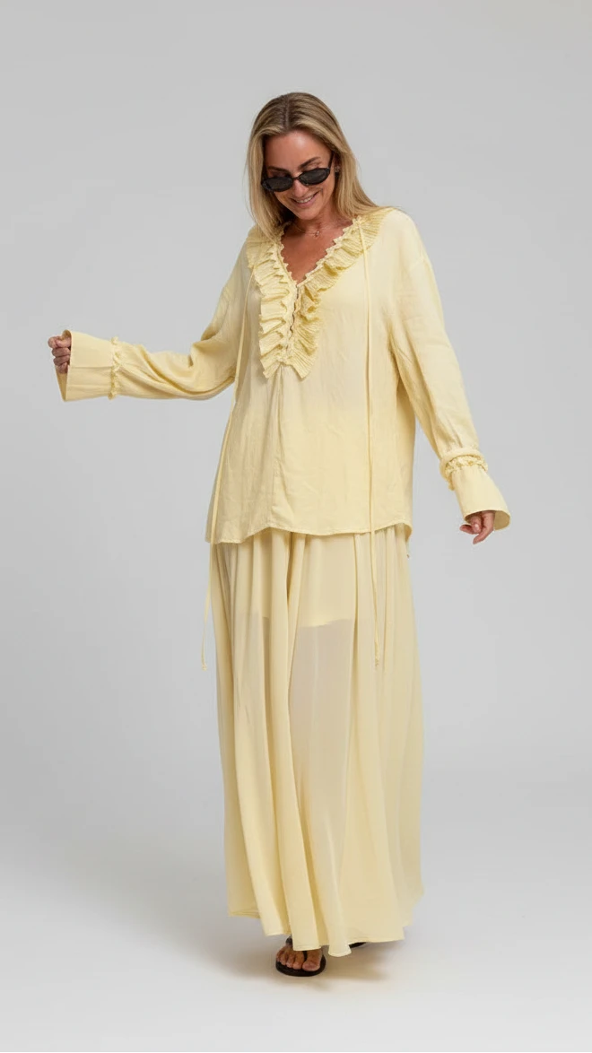 CONJUNTO ELEGANTE AMARILLO CLARO