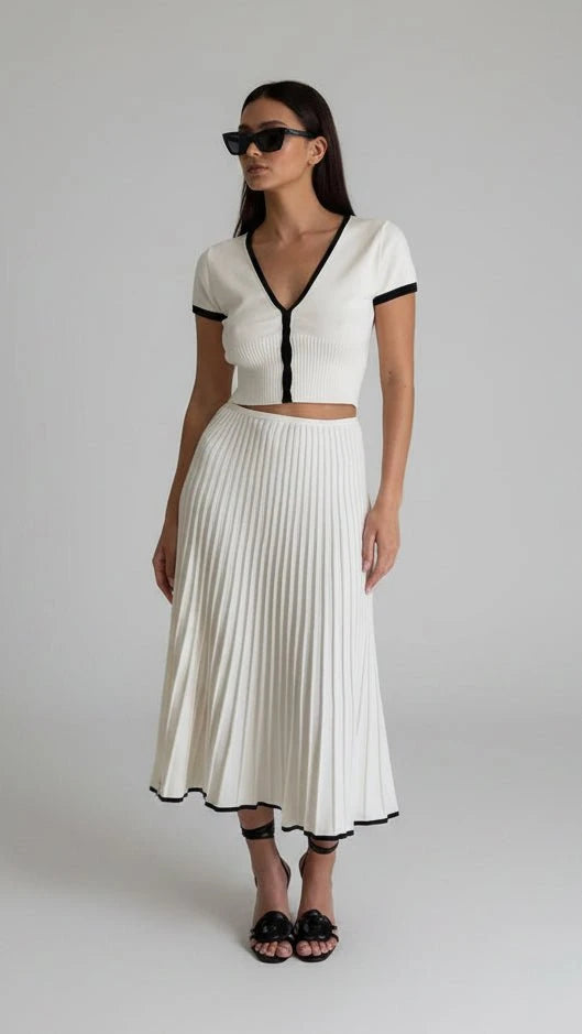 CONJUNTO BLANCO DE TOP-FALDA LARGA