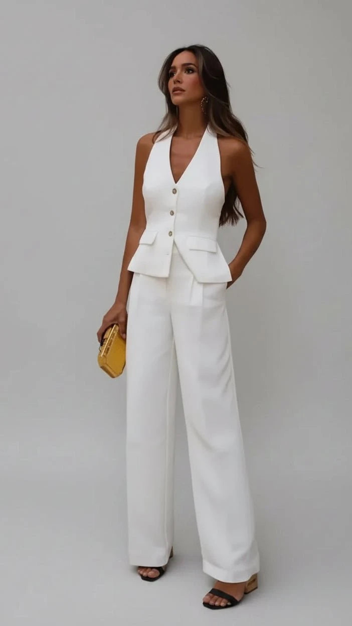 CONJUNTO DE OFICINA CHALECO - PANTALONES RECTOS