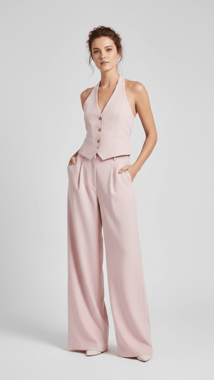 CONJUNTO DE OFICINA CHALECO - PANTALONES RECTOS - Almare