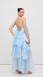 Vestido Syros | Organza en Capas con Flor Aplicada