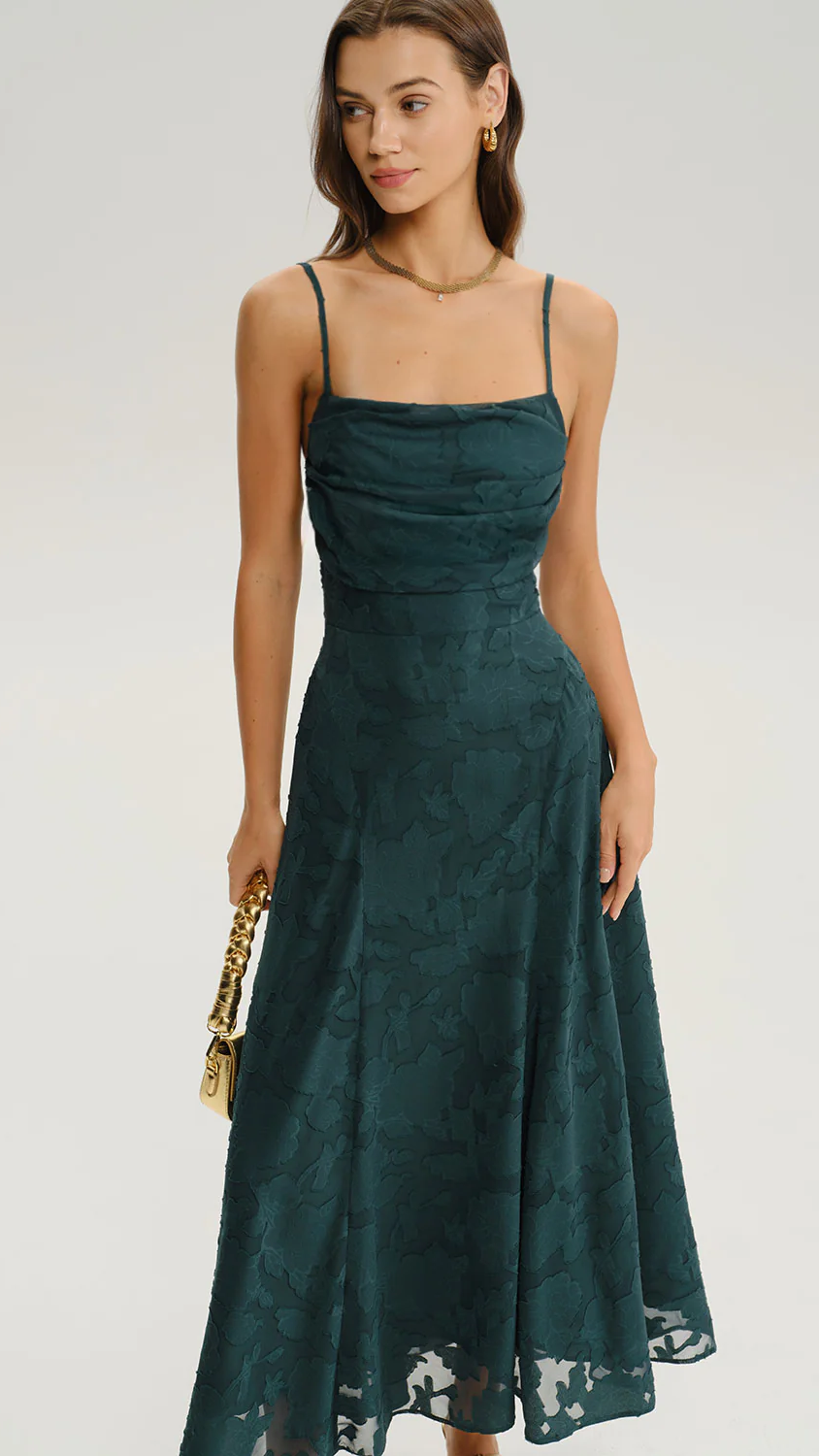 Vestido La Breña | Tejido Jacquard Verde
