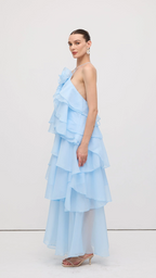 Vestido Syros | Organza en Capas con Flor Aplicada