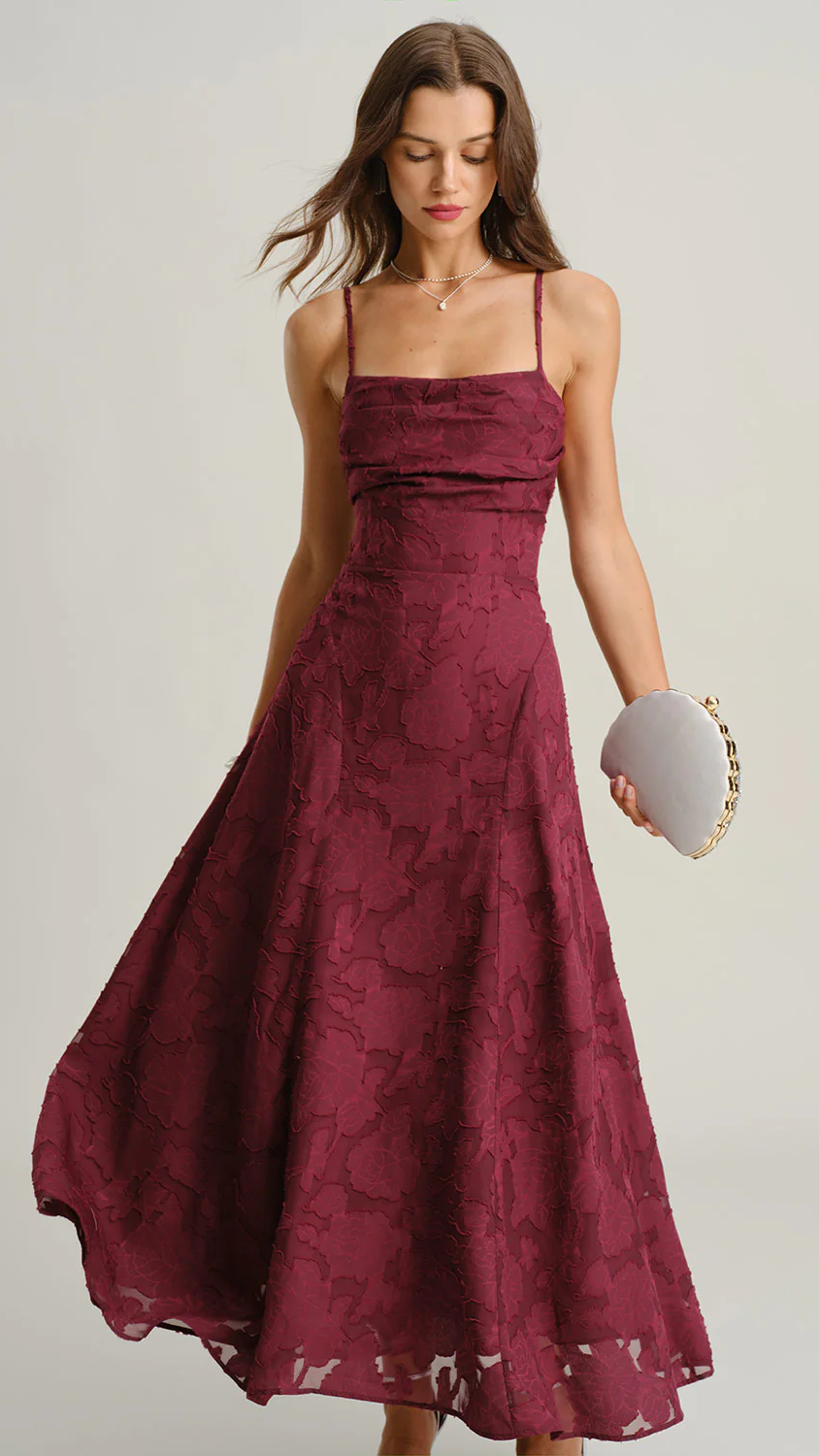 Vestido La Breña | Tejido Jacquard Vino
