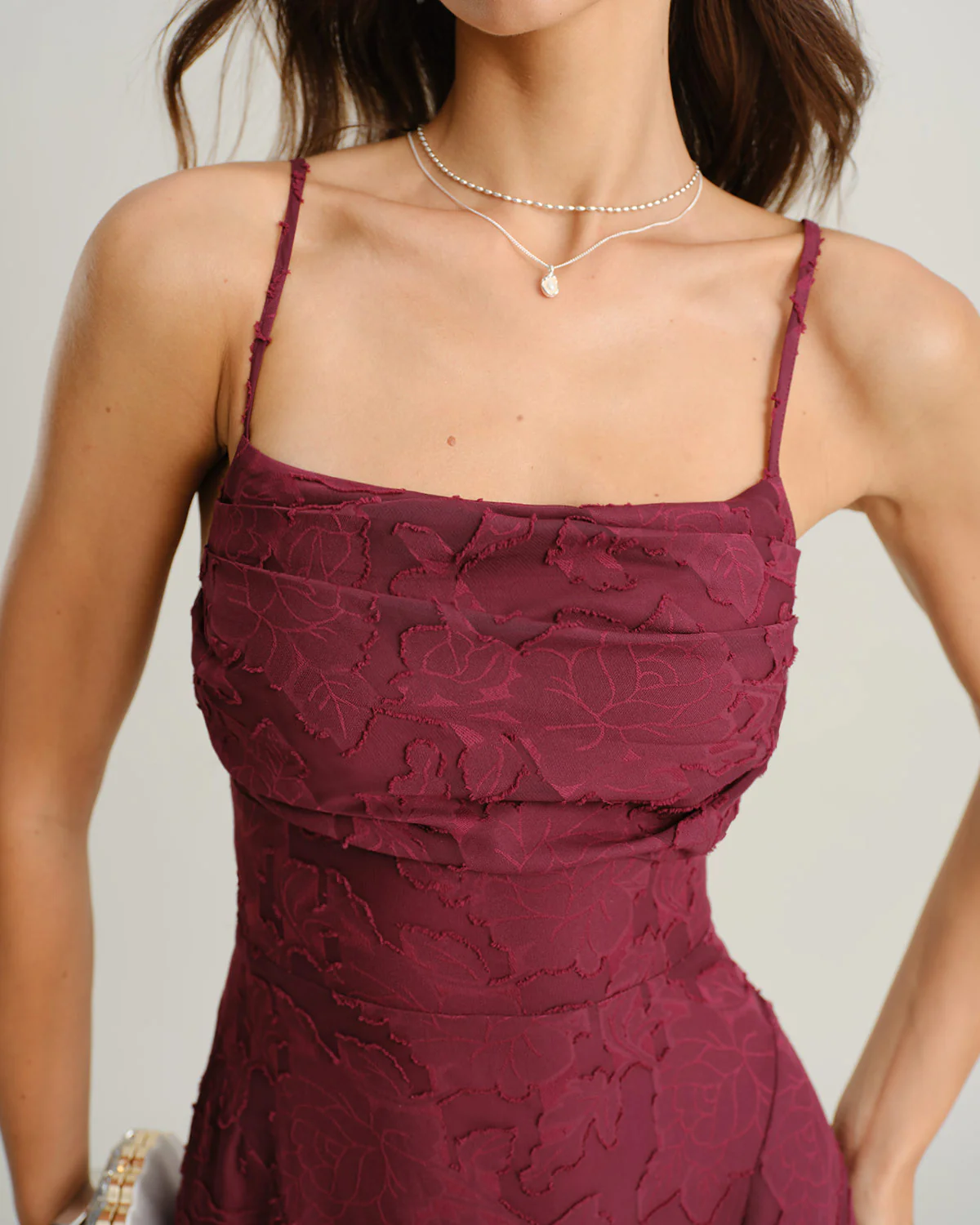 Vestido La Breña | Tejido Jacquard Vino