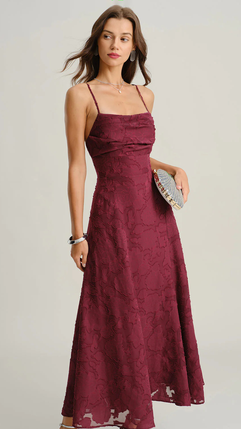 Vestido La Breña | Tejido Jacquard Vino
