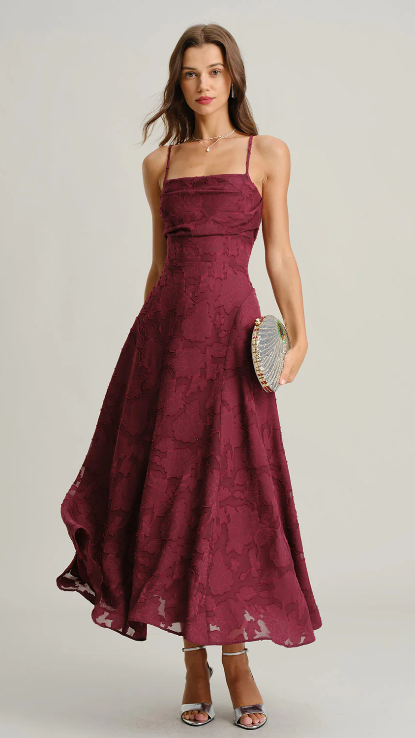 Vestido La Breña | Tejido Jacquard Vino
