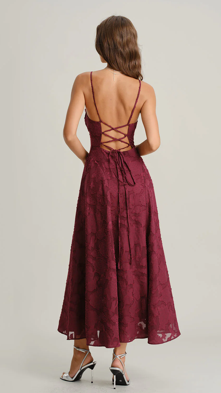 Vestido La Breña | Tejido Jacquard Vino