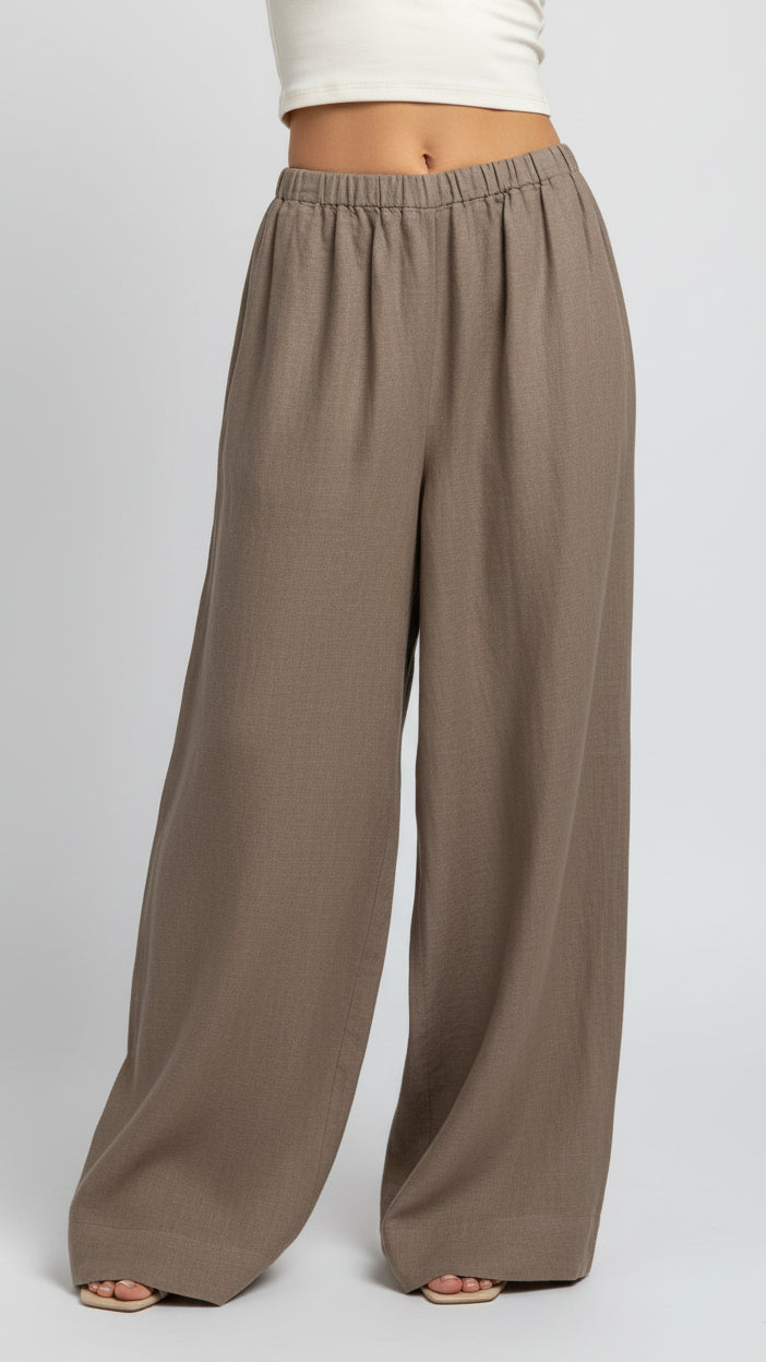 PANTALONES HOLGADOS DE ALGODÓN Y LINO
