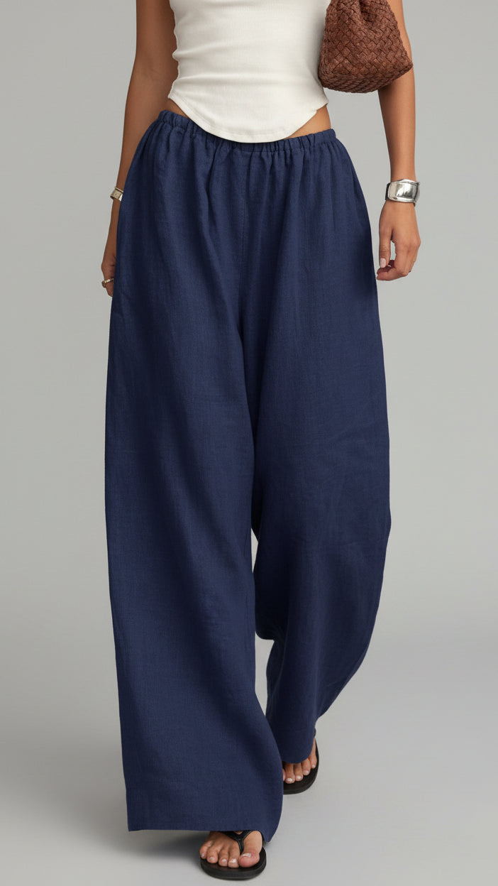 PANTALONES HOLGADOS DE ALGODÓN Y LINO