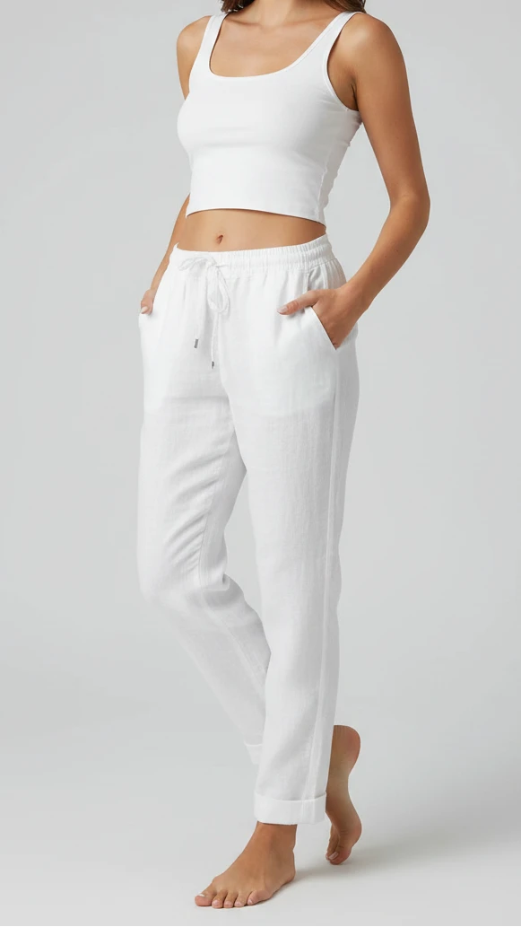 PANTALONES RECTOS DE VERANO EN LINO Y ALGODÓN