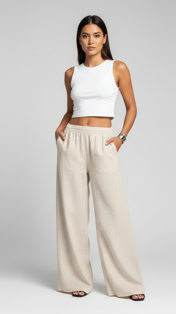 PANTALONES HOLGADOS DE ALGODÓN Y LINO