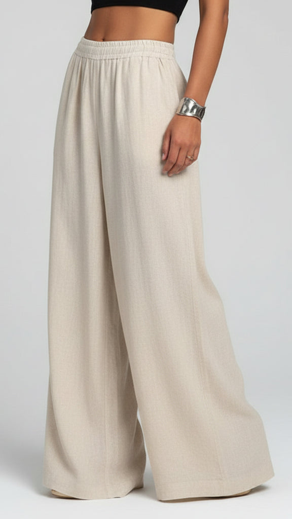 PANTALONES HOLGADOS DE ALGODÓN Y LINO
