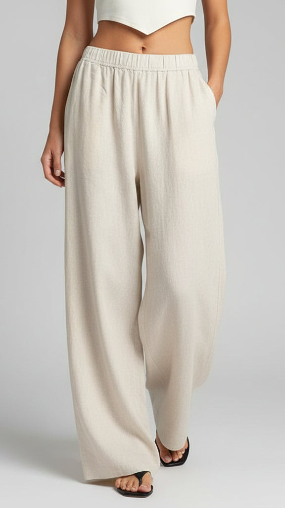 PANTALONES HOLGADOS DE ALGODÓN Y LINO