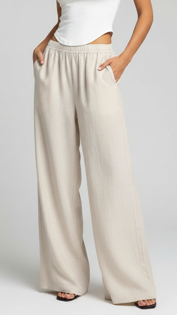 PANTALONES HOLGADOS DE ALGODÓN Y LINO