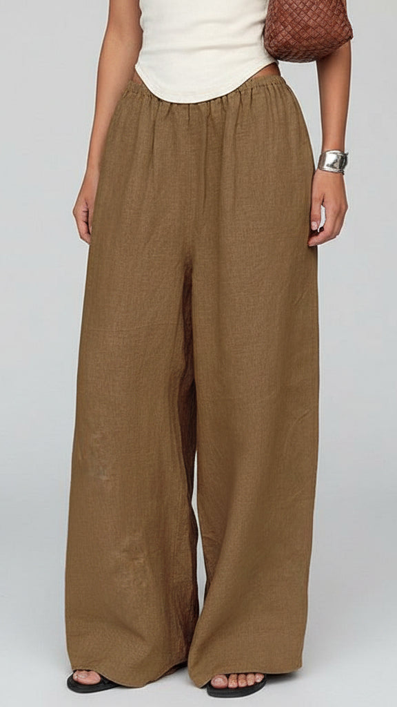 PANTALONES HOLGADOS DE ALGODÓN Y LINO