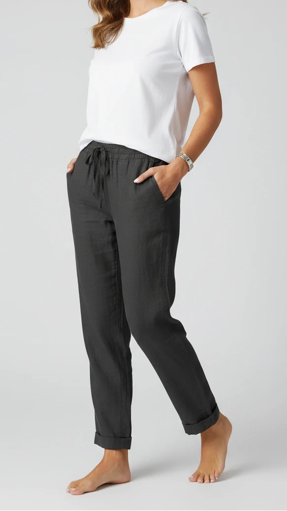 PANTALONES RECTOS DE VERANO EN LINO Y ALGODÓN