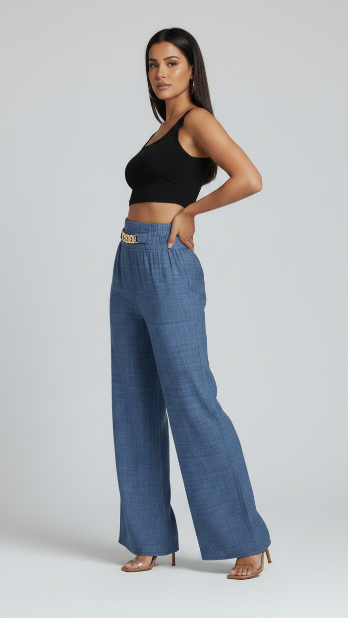 PANTALONES WIDE-LEG DE TALLE ALTO