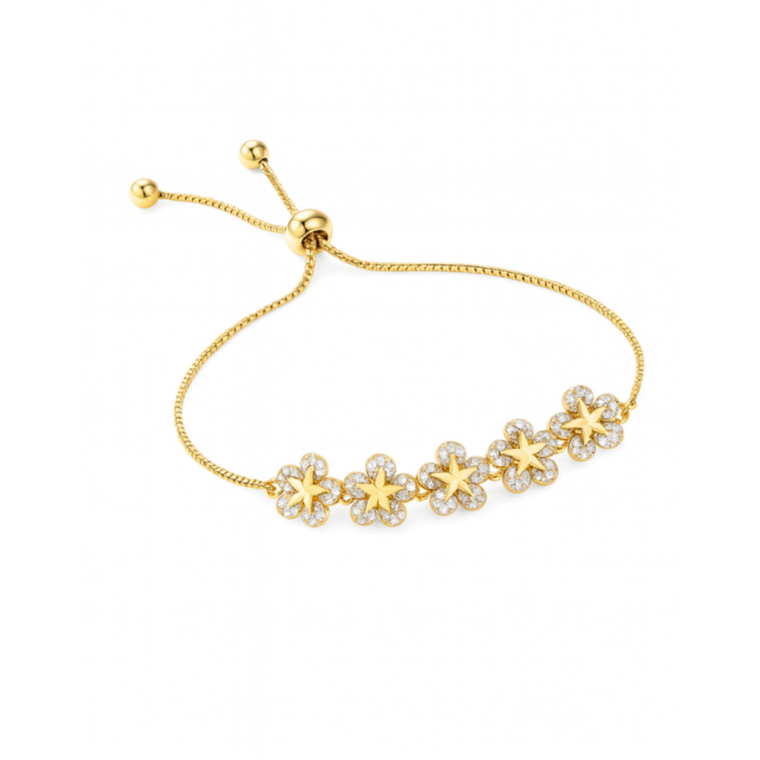PULSERA DE FLORES BRILLANTES CON ESTRELLAS