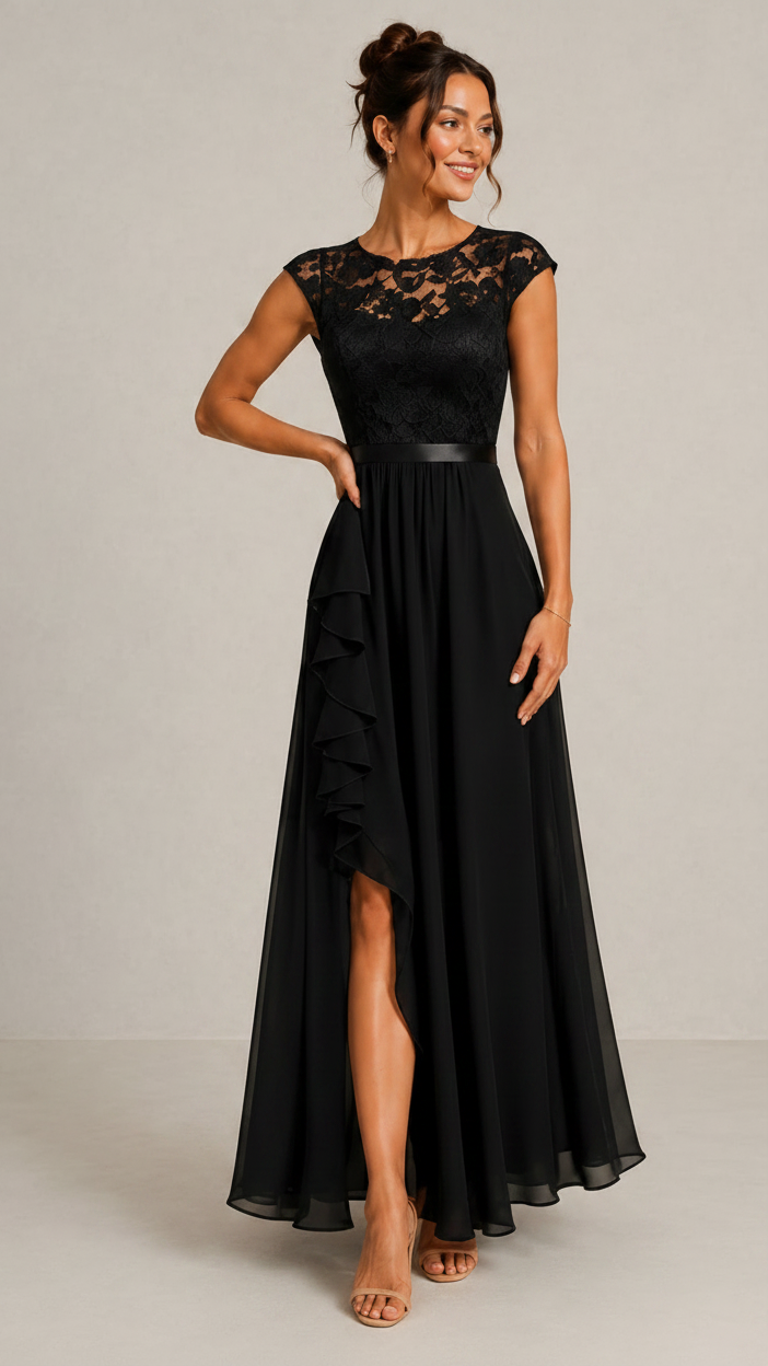 Vestido Sirocco | Encaje y Gasa de Ceremonia