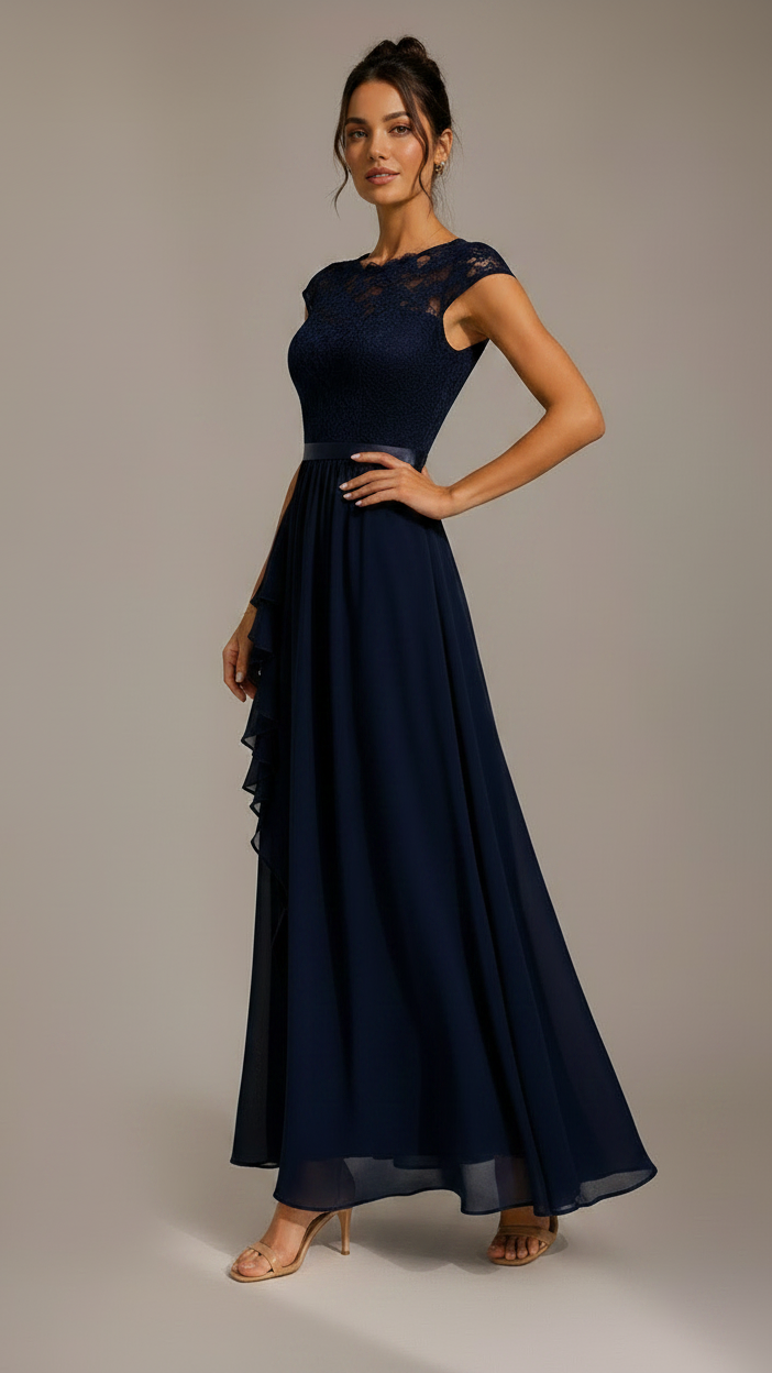 Vestido Sirocco | Encaje y Gasa de Ceremonia