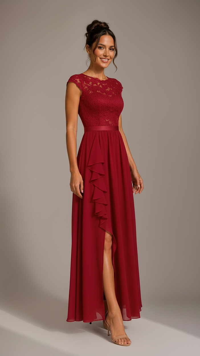 Vestido Sirocco | Encaje y Gasa de Ceremonia