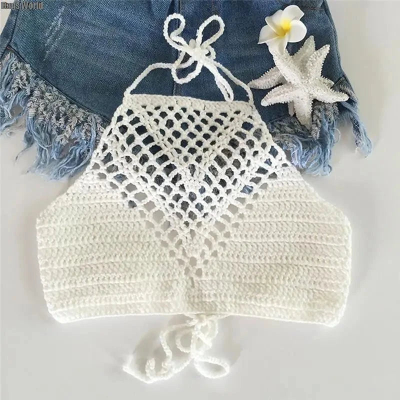 TOP CORTO HALTER BOHO DE CROCHET
