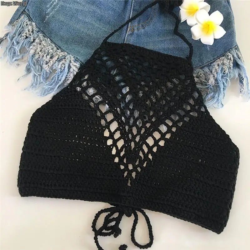 TOP CORTO HALTER BOHO DE CROCHET