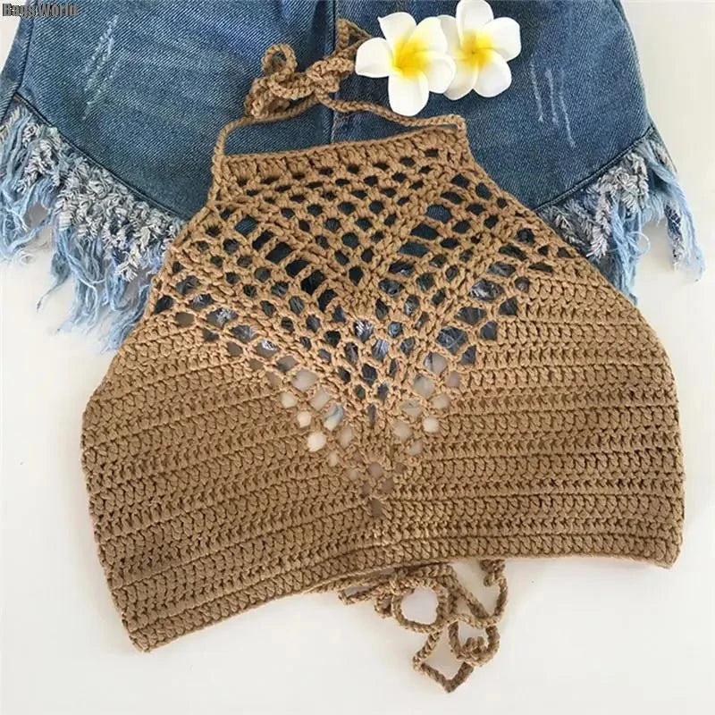 TOP CORTO HALTER BOHO DE CROCHET