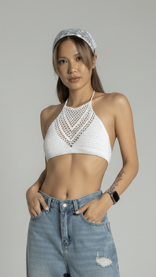 TOP CORTO HALTER BOHO DE CROCHET - Almare