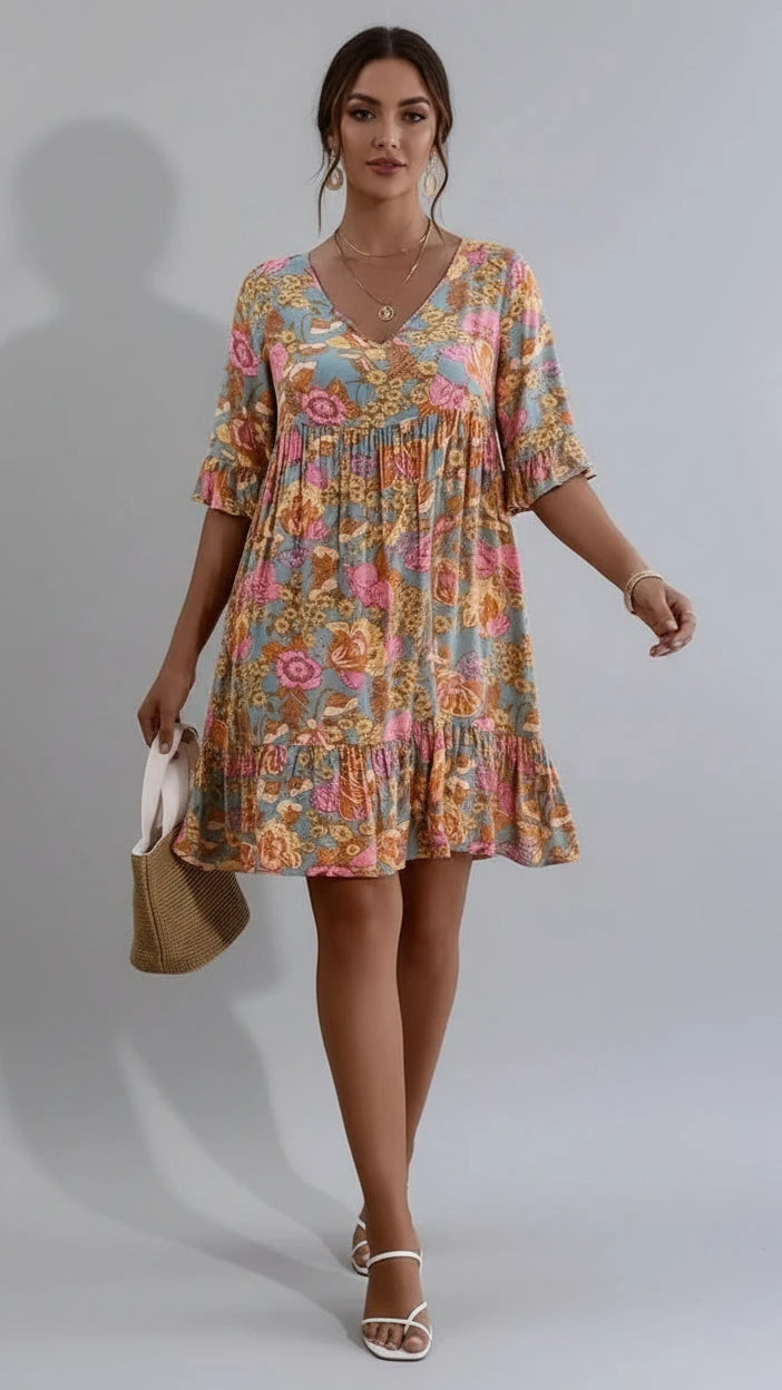 VESTIDO MIDI BOHEMIO FLORAL