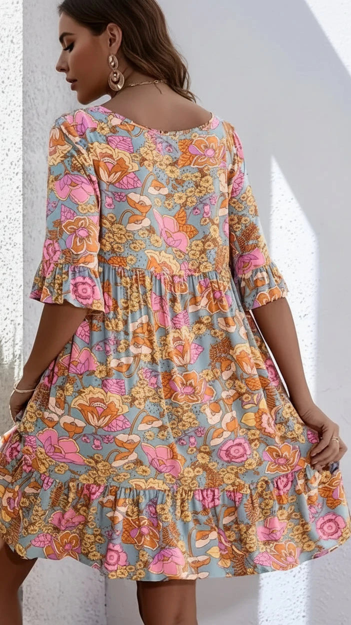 VESTIDO MIDI BOHEMIO FLORAL