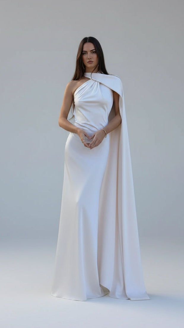 VESTIDO DE FIESTA SATINADO CON LAZO