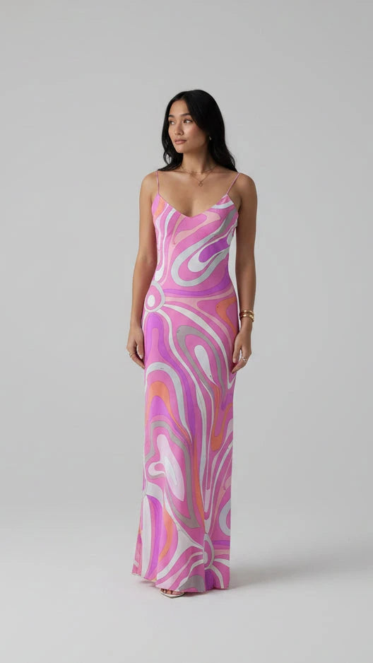 VESTIDO LARGO CHIC ABSTRACTO